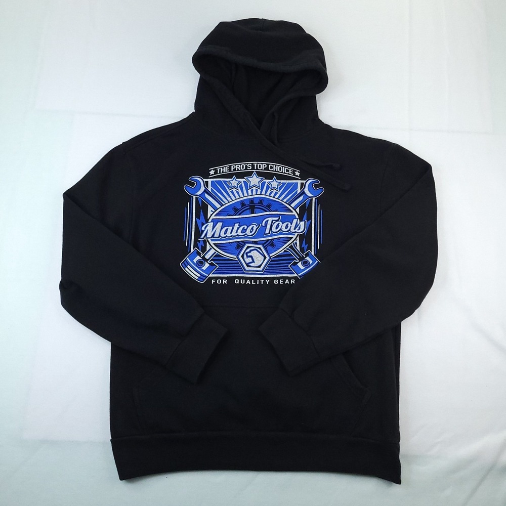 Matco Tools Hoodie Mens Small Black Pullover Wrench Piston Graphic Logo Workwear
